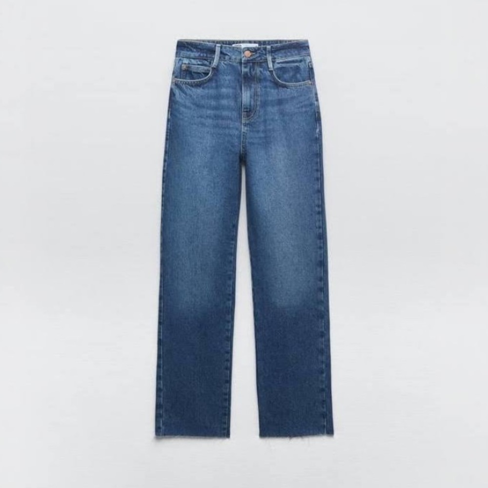 Zara Mom Fit Jeans with a High Waist Straight Leg Z1975 Blue | 7223/221 SZ 6